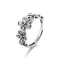 wholesale S925 Sterling Silver Creative and Elegant Five-Petal Flower Ring, Japanese-style Literary and Fresh, Simple and Versatile Index Finger Ring for Women-0-4