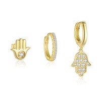 wholesale S925 Sterling Silver Wholesale Women's Earrings,-Single three-piece set 925 silver