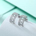 wholesale 925 Sterling Silver Zircon Inlaid Women's Exquisite European Style Semi-Hoop Earrings Earrings-0-1