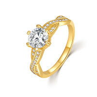 wholesale Platinum European and American Cross-Border Full Diamond High-End Engagement Ring for Women Set with 1-Carat Moissanite, Direct Factory Wholesale Source-Silver with zircon gold Mido No. 8