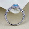 wholesale S925 Sterling Silver 6*8mm Teardrop Pear Shape Sea Blue Women's Fashion Elegant Ring-0-2