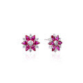 wholesale S925 Sterling Silver Diamond-Embedded Stylish Sweet Floral Stud Earrings, Korean and Japanese-Inspired Fashionable Elegant Ladies' Silver Earrings-0-4
