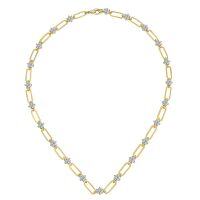 wholesale 18k Gold Plated Silver 45mm Round D Color Moissanite Paperclip Necklace in Vintageins-Gold bracelet  Approximately 18cm (7 inches)