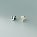 wholesale S925 silver stud earrings women Korean style fashionable drip glue animal panda bamboo frosted ear accessories M01605-0-0