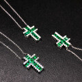 wholesale S925 Sterling Silver Red Elk Whole Body Cross Pendant Necklace, Minimalist Style, Emerald Green, Versatile for Daily Wear-0-0