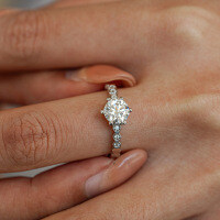 S925 Silver Plated Moissanite Halo 1ct Six-Prong Wedding Ring-2-carat (simulated diamond)  Hong Kong number 15