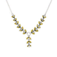 wholesale S925 Sterling Silver Drop Spliced Resin Yellow Plant Wheat Stalk Design Necklace, Creative Style, Light Luxury for Women-377L/approximately 8.1g 925 silver