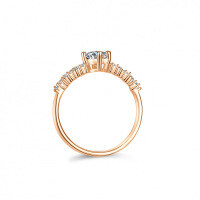 Champagne Gold Plated Silver Moissanite Princess Crown Ring-50 points (D color moissanite)  Size 13