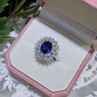 S925 Sterling Silver 8*10mm Oval Sapphire Luxury Ring for Women-3-carat cultured sapphire ring  US size 9
