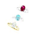 925 Sterling Silver Ring with Ruby, High-Carbon Diamond, Aquamarine, 18K Gold Plated-0-3
