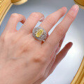 wholesale Platinum, Mujing Jewelry European and American Oval Fancy Yellow Ice Flower Cut 8*12 High Carbon Diamond Ring Niche Design Sizes 5-9 Available-0-3