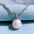 wholesale S925 silver 16mm round white pearl pendant cross-border new European minimalist style 42cm necklace-0-1