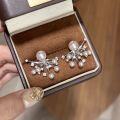wholesale 925 Sterling Silver Manta Rose Fan-shaped Firework Pearl Earrings, Small and Minimalist Advanced Sense Light Luxury Two-way Wear Ear Studs and Ear Accessories-0-5