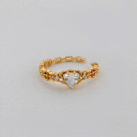 wholesale S925 Silver Electroplated 14K Gold, Duli Jewelry Wholesale Autumn Japanese Style Natural Tanzanite Non-Pierced Ear Clip-Moonstone ear clip (single)  925 silver