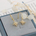 wholesale S925 Sterling Gold-Plated New Japanese Fashion Octagram Earrings with Natural African Opal-0-3