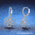 S925 Sterling Silver D Color Moissanite French Retro Camellia Earrings Wholesale-0-0