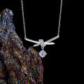 925 Silver Gold-Plated Bow Moissanite Necklace, D Color High Clarity, Wholesale-0-1