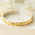 wholesale 999 Silver Fresh and Sweet Ins Style Niche Designed Chryanthemum Flower Heart Sutra Bangle with Gold Tracing S7864-0-2
