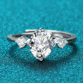 PT950 Plated Oval 2ct Moissanite Women's Engagement Ring-0-0
