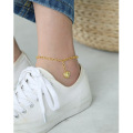 wholesale S925 Sterling Silver 637 Korean Version Vintage Style Heart-shaped Chain Ankle Bracelet for Women, Versatile Silver Ankle Jewelry-0-2