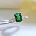 wholesale S925 Sterling Silver New Retro Rectangular 6*8 Green Zircon One-Carat High Carbon Diamond Women's Ring-0-2