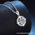 S925 Sterling Silver Moissanite Necklace with Rotating Heart Pendant-0-0