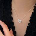 wholesale S925 Sterling Silver OT Full Diamond Necklace for Women, Fashionable and Light Luxury, Japanese and Korean New Style, Minimalist Collarbone Chain, Trendy Necklace-0-2