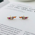 wholesale S925 sterling silver women's earrings with irregular colored zircon in, cross-border spot-0-6