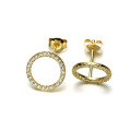 wholesale 14K gold-plated silver zircon circle earrings, Japanese minimalist and fresh OL-style jewelry wholesale-0-4