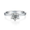 wholesale S925 Sterling Silver One-Carat Moissanite Diamond Ring, Minimalist European and American Wedding Ring for Women, High-End Jewelry Wholesale-0-0