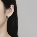 Gold-Plated 925 Silver Geometric Emerald Moissanite Stud Earrings-0-2