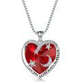 wholesale S925 Sterling Silver Swarovski Crystal Necklace with Simulated Emerald Gemstone Pendant in an Elegant Heart Design-0-1