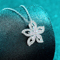 S925 Sterling Silver Full Moissanite Sweet Flower Pendant Necklace-0-1