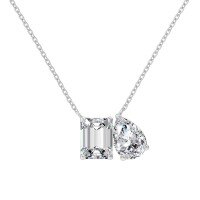 wholesale Metal: 925 Sterling Silver Gemstone: Square Emerald Cut Drop Zircon Set Includes Necklace, Ring, and Earrings-DY191086-SW-BC 925 silver