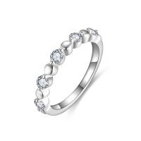 wholesale S925 silver gold-plated cross-border best-selling ins-style round bubble stack ring with 30mm moissanite-White Gold 0.5ct US size 7.5