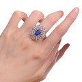 wholesale Metal 925, the new full-body ring is set with a 6* royal blue bao, European-American style light luxury women's ring that elongates the fingers, available for drop shipping-0-4