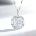 925 Silver Iced Flower Necklace with Full-Cut Radiant High-Carbon Diamonds in Purple, Yellow, and Pink-0-2