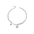 wholesale S925 Sterling Silver Fashion Crushed Silver Heart Ballpoint Plain Silver Bracelet, Niche and Sophisticated Sweet Beaded Bracelet to Gift Girls-0-4