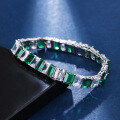 wholesale 925 Silver Emerald Zircon Bracelet for Women, Exquisite Craftsmanship Cross-Border Live Streaming Hit from Panyu Factory-0-3