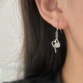 wholesale Fine Silver S999 Korean Style Minimalist Earrings with Inlaid Ear Hooks for Women, Light Luxury Fashion and Elegant Ear Accessories Trendy-0-3