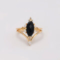 wholesale S925 Silver Plated 14k Gold with Black Onyx Japanese Light Luxury Design Set Ring-0-0