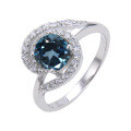 wholesale S925 Sterling Silver Niche-Designed Natural Topaz Ring with Garnet Accent and Colored Gemstone-0-8