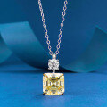 wholesale 925 Silver Zhu Zhifan Jewelry New 10*10 Yellow Diamond High-Carbon Diamond Simple Pendant Women's Fashion Versatile Necklace-0-1