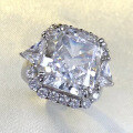 wholesale S925 silver new imported ice-cut 12*14mm white G color full diamond luxurious ring for women-0-1