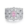 wholesale S925 silver ice-cut ring for women, radiant-cut pink diamond gemstone ring for cross-border wholesale in Europe and America-0-38