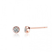 Rose Gold S925 Silver T-Bubble Earrings with Moissanite for Women-10-point diamond (set with moissanite)  925 silver