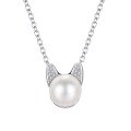 wholesale 925 Sterling Silver Freshwater Pearl Cat Necklace Pendant, Small Niche Design, New Chinese Style Forest-inspired Collarbone Chain Wholesale-0-4