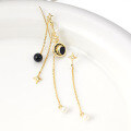 wholesale S925 Silver Fashion Asymmetric Black Onyx Earrings for Women, Niche Earrings, Summer High-End Sense Ear Clips Wholesale-0-2