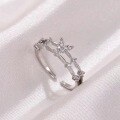 wholesale 925 Sterling Silver Ins Minimalist Butterfly Ring for Women, Fashionable and Elegant, Micro-Paved Zirconia Double-Layer Geometric Open Ring-0-6