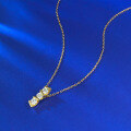 wholesale S925 Silver Gold-Plated Three-Diamond Bar Pendant Necklace for Women, Designed for Cross-Border Hot Sales-0-2